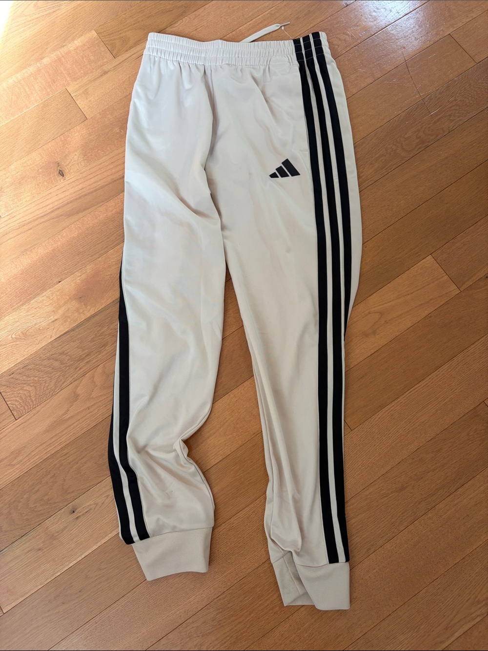 Adidas cream Track Pants with Black Stripe